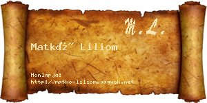 Matkó Liliom névjegykártya